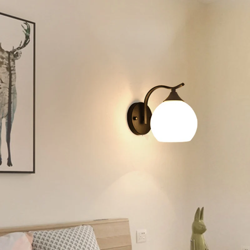 Satijn opaal glazen koepel schanslamp armatuur eenvoudige stijl gang wandmontage lamp Clearhalo