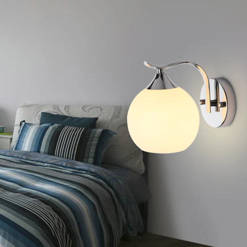 Satijn opaal glazen koepel schanslamp armatuur eenvoudige stijl gang wandmontage lamp Clearhalo
