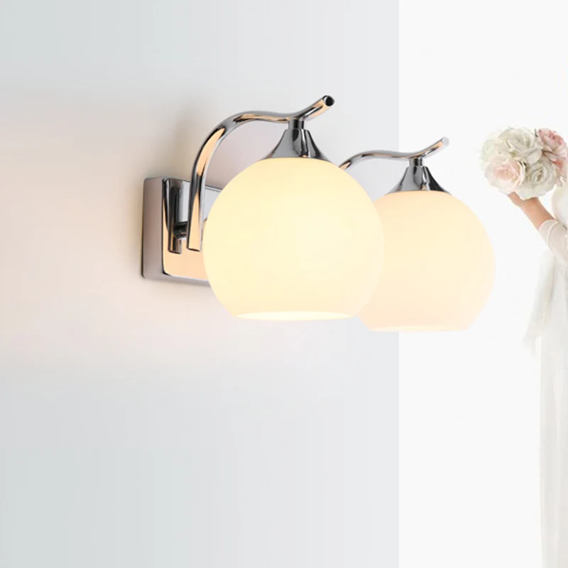 Satijn opaal glazen koepel schanslamp armatuur eenvoudige stijl gang wandmontage lamp Clearhalo