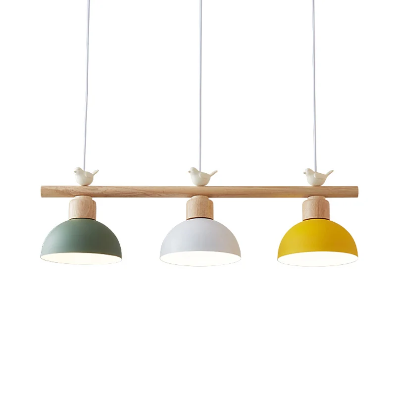 Scandinavisch schaduwrijk hangend eiland, lichtmetaal, 3-koppige eetkamerhanger met vogeldecor Clearhalo