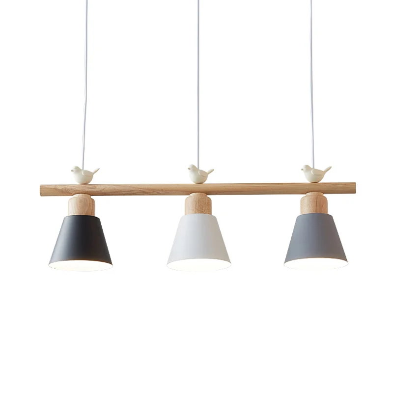 Scandinavisch schaduwrijk hangend eiland, lichtmetaal, 3-koppige eetkamerhanger met vogeldecor Clearhalo