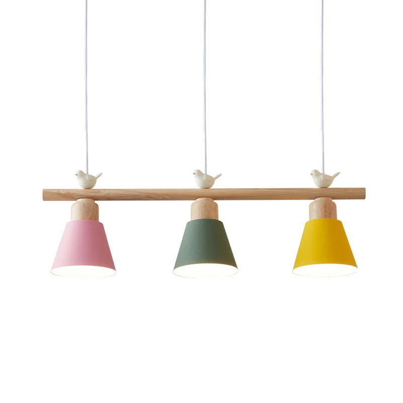 Scandinavisch schaduwrijk hangend eiland, lichtmetaal, 3-koppige eetkamerhanger met vogeldecor Clearhalo