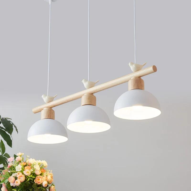Scandinavisch schaduwrijk hangend eiland, lichtmetaal, 3-koppige eetkamerhanger met vogeldecor Clearhalo
