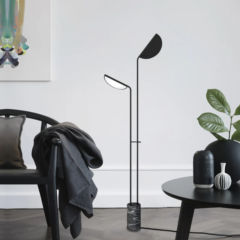 Scandinavische cilindrische voet staande lamp marmeren woonkamer LED-vloerverlichting zwart Clearhalo