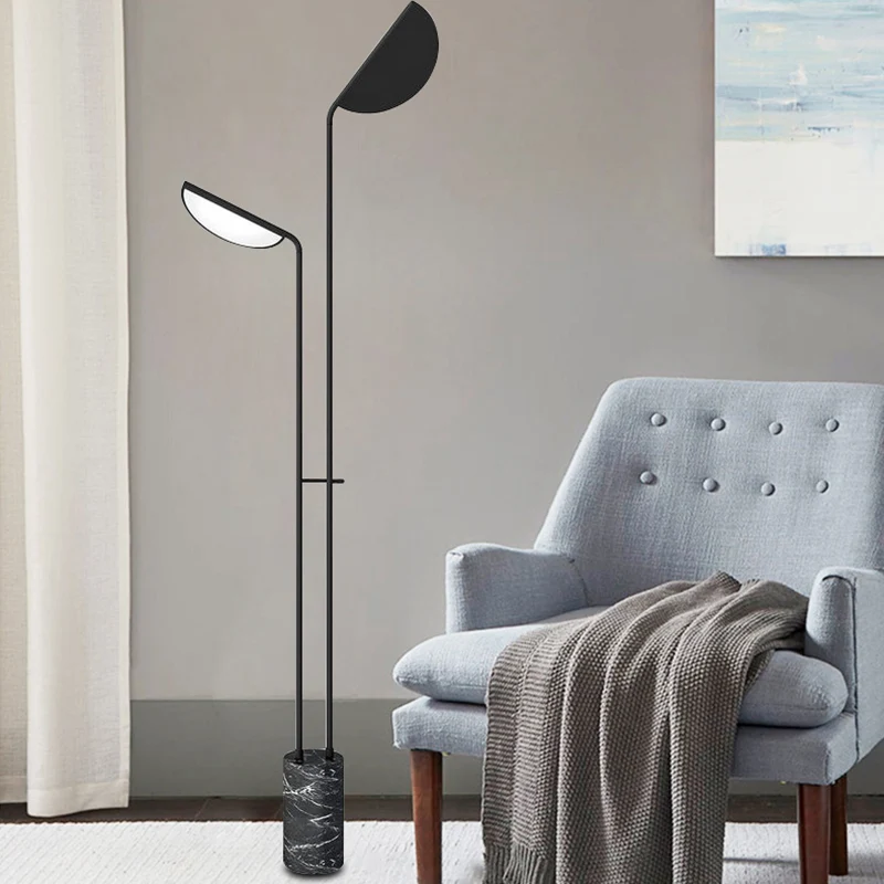 Scandinavische cilindrische voet staande lamp marmeren woonkamer LED-vloerverlichting zwart Clearhalo