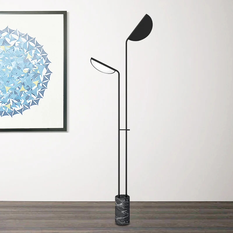 Scandinavische cilindrische voet staande lamp marmeren woonkamer LED-vloerverlichting zwart Clearhalo