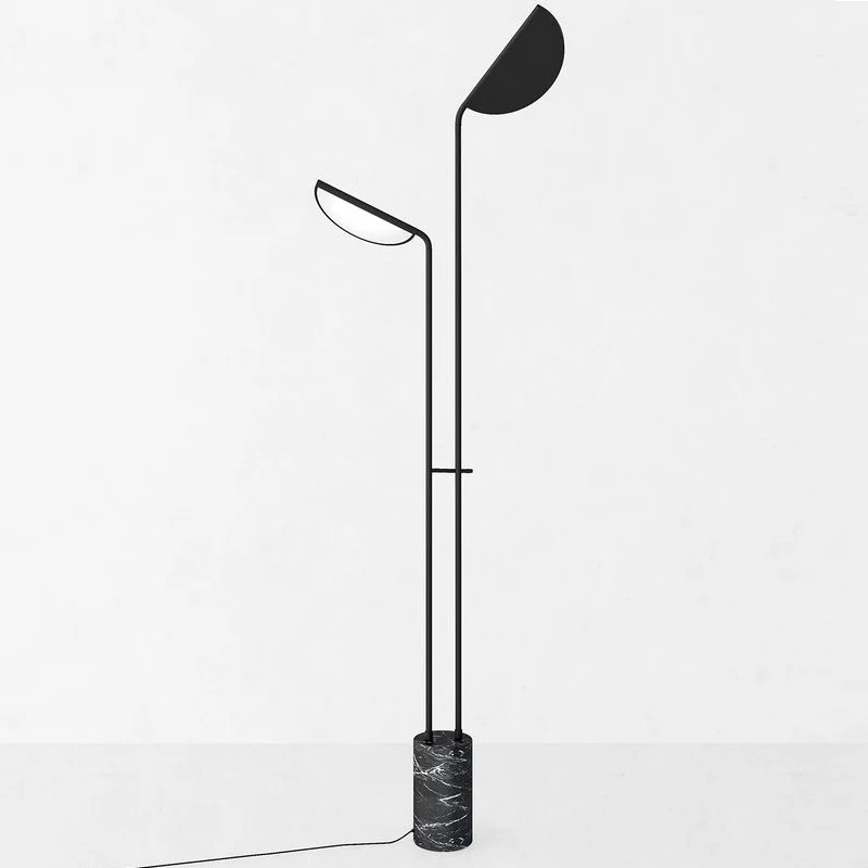 Scandinavische cilindrische voet staande lamp marmeren woonkamer LED-vloerverlichting zwart Clearhalo