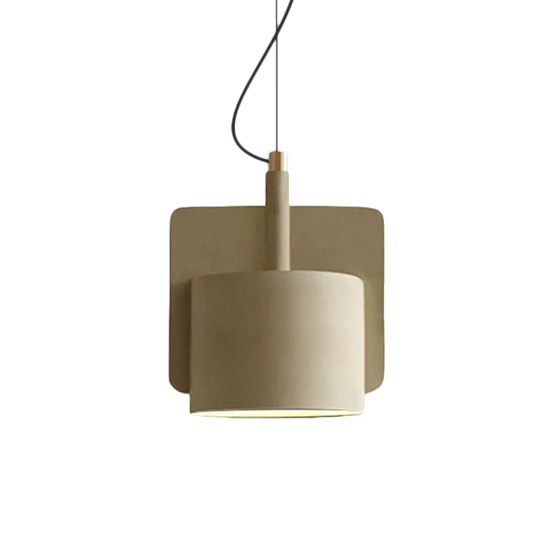 Scandinavische hanglamp met halve schaduw, Cement-slingerlamp met enkele lamp rood/grijs/geel voor nachtkastje Clearhalo