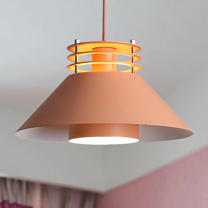 Scandinavische stijl conische hangende plafondlamp 9 "/12" Dia 1 licht metalen ophanglamp zwart/wit voor woonkamer Clearhalo