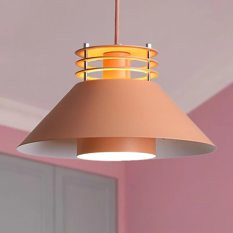 Scandinavische stijl conische hangende plafondlamp 9 "/12" Dia 1 licht metalen ophanglamp zwart/wit voor woonkamer Clearhalo