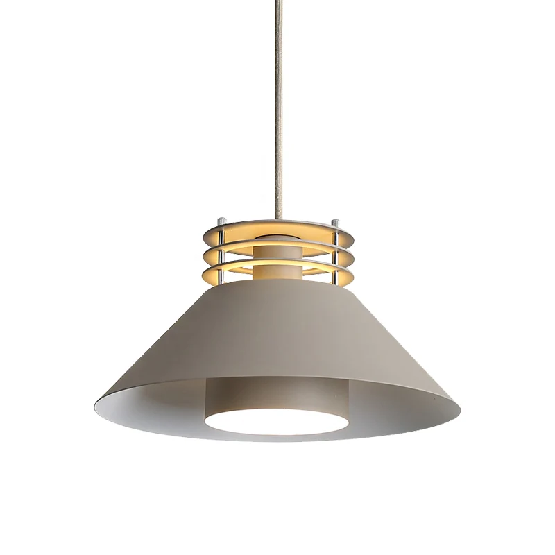 Scandinavische stijl conische hangende plafondlamp 9 "/12" Dia 1 licht metalen ophanglamp zwart/wit voor woonkamer Clearhalo