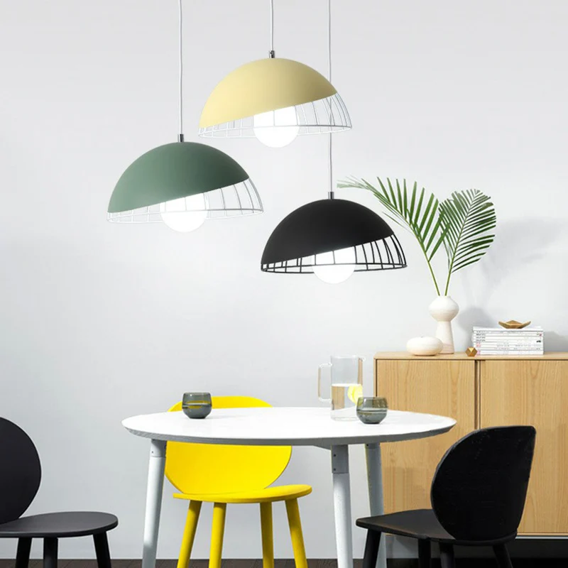 Scandinavische stijl koepelschaduw hanglamp metallic 3 lampen eetkamer multi-lichthanger Clearhalo