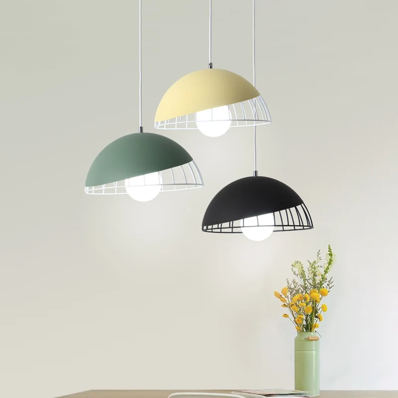 Scandinavische stijl koepelschaduw hanglamp metallic 3 lampen eetkamer multi-lichthanger Clearhalo