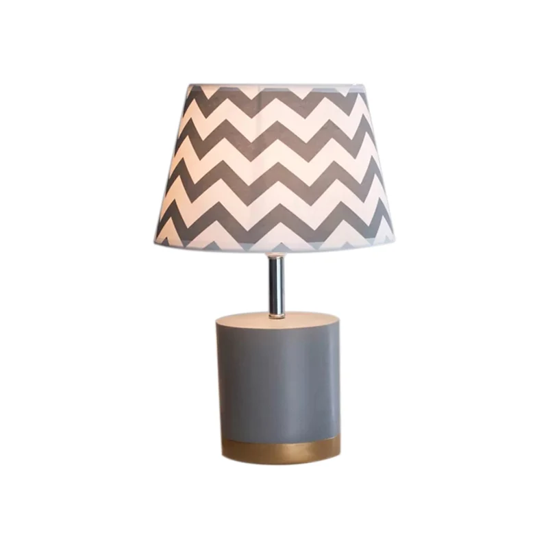 Scandinavische stijl zigzag bureaulamp stof 1 lichtgrijze studielamp met cilindervoet voor kinderslaapkamer Clearhalo