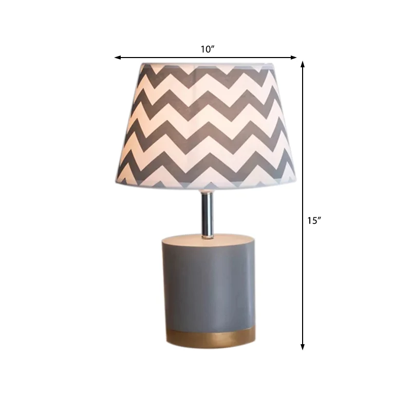 Scandinavische stijl zigzag bureaulamp stof 1 lichtgrijze studielamp met cilindervoet voor kinderslaapkamer Clearhalo