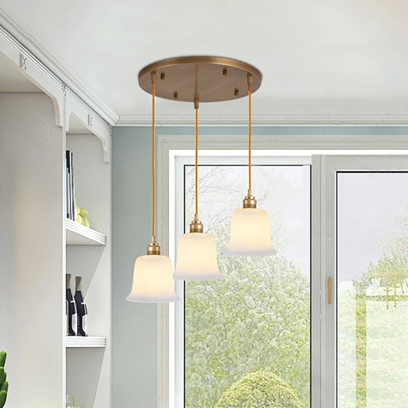 Schaduwrijke eetkamer multi-licht hanglamp, eenvoud, mat wit glazen hanglamp Clearhalo