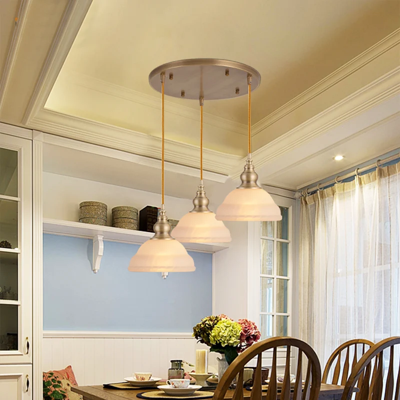 Schaduwrijke eetkamer multi-licht hanglamp, eenvoud, mat wit glazen hanglamp Clearhalo