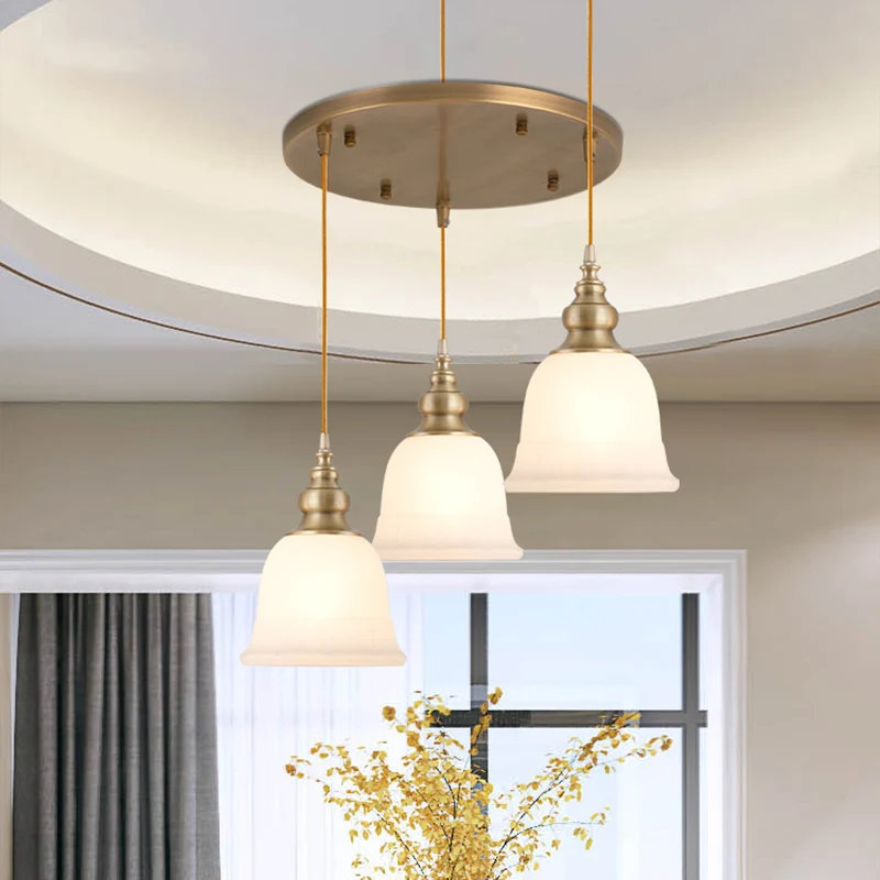 Schaduwrijke eetkamer multi-licht hanglamp, eenvoud, mat wit glazen hanglamp Clearhalo