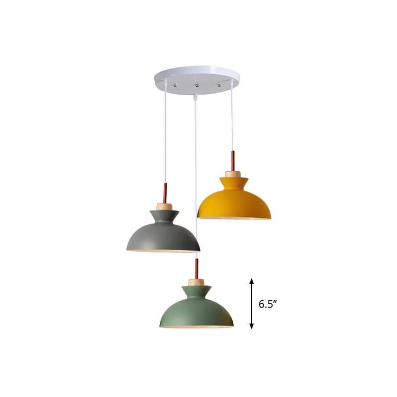 Schaduwrijk/kom/taps toelopend macaron metaal 3-lichts eetkamer plafond hanglamp wit Clearhalo