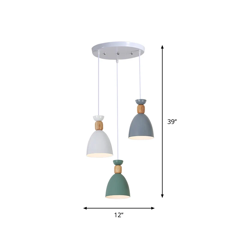 Schaduwrijk/kom/taps toelopend macaron metaal 3-lichts eetkamer plafond hanglamp wit Clearhalo