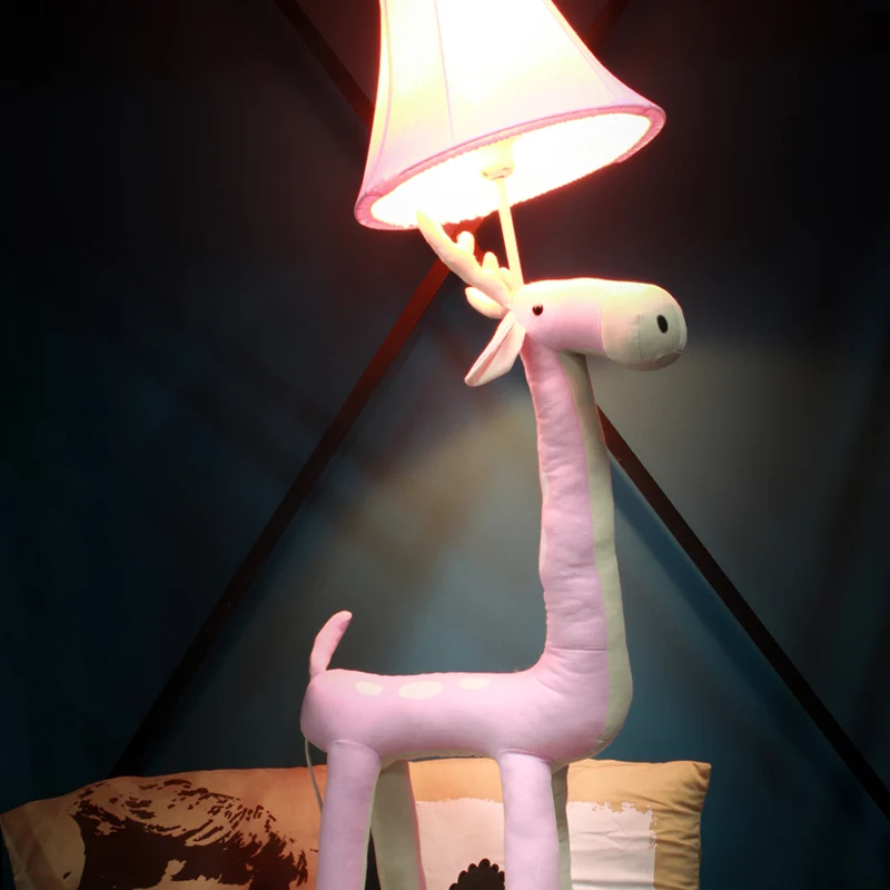 Schattige dierenvloerlamp Eén lichte stoffen vloerlamp met belscherm voor kinderslaapkamer, kleuterschool Clearhalo