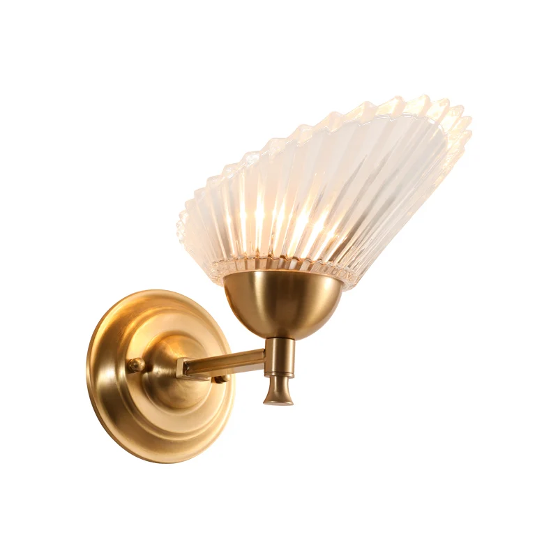 Schelpvormige wandlamp aan het bed, matglas, 1-lichts wandlamp eigentijdse stijl met gouden afwerking Clearhalo