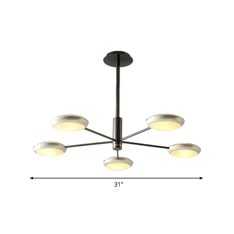 Schijfhangende plafondlamp Post Modern Metaal 5-lichts Eetkamerkroonluchterlamp zilver Clearhalo