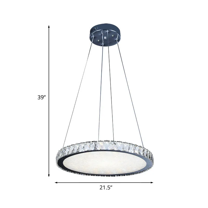 Schijfvormige LED-ophanglamp Eenvoud Roestvrij stalen kristallen hangende kroonluchter voor woonkamer Clearhalo