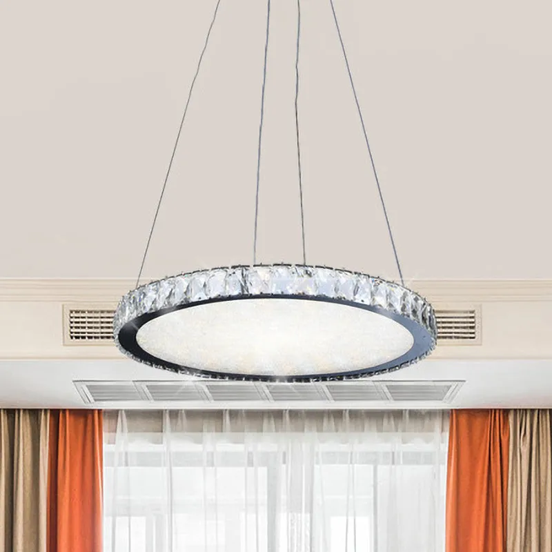 Schijfvormige LED-ophanglamp Eenvoud Roestvrij stalen kristallen hangende kroonluchter voor woonkamer Clearhalo
