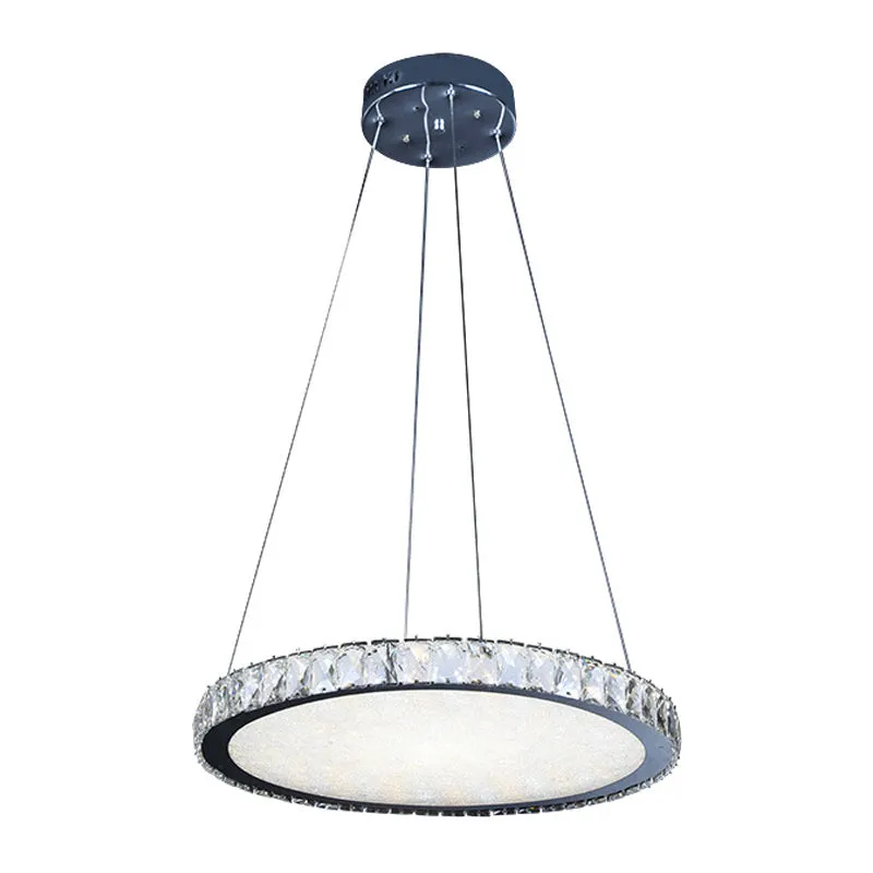 Schijfvormige LED-ophanglamp Eenvoud Roestvrij stalen kristallen hangende kroonluchter voor woonkamer Clearhalo