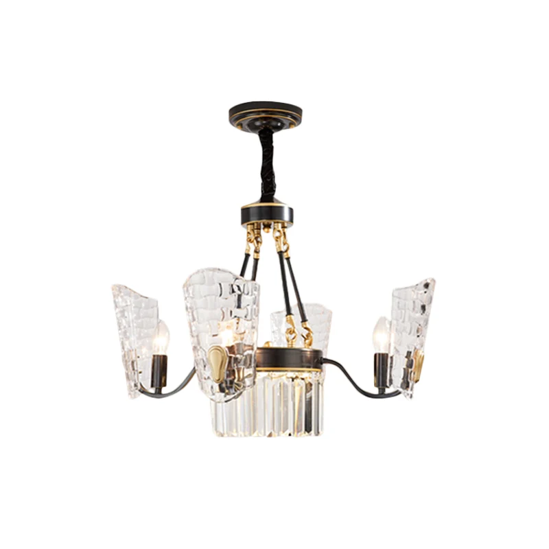 Schild keuken plafondkroonluchter modern helder kristalglas 4/6 lampen zwarte ophanging hanger Clearhalo