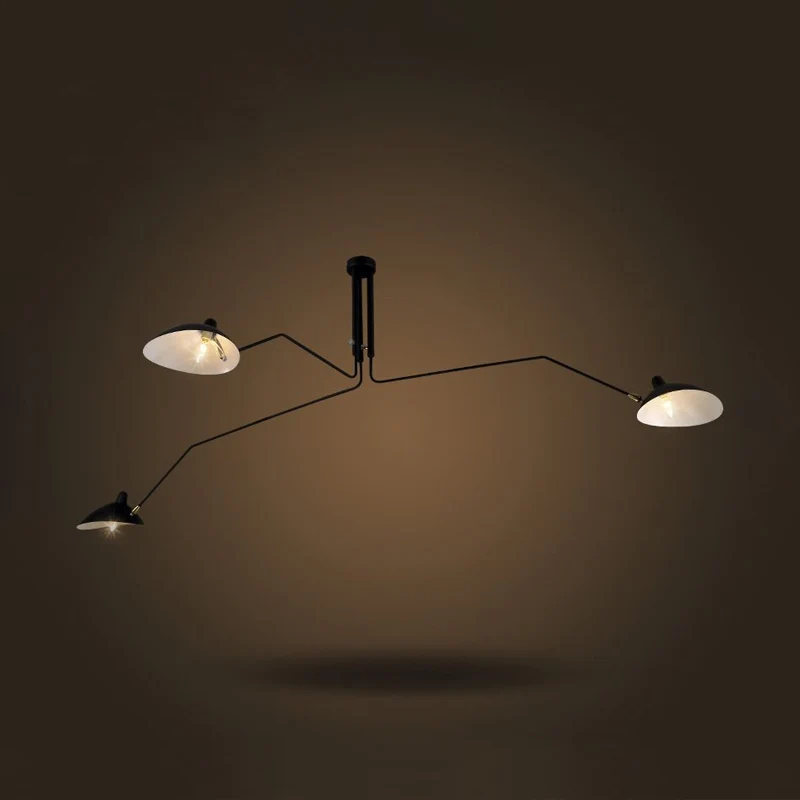 Semi-inbouw kroonluchter met metalen kegelvormige kap, industriële stijl, 3-lichts semi-inbouwverlichting voor binnen, zwa...