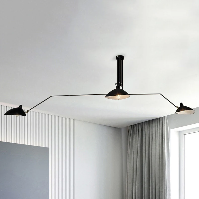 Semi-inbouw kroonluchter met metalen kegelvormige kap, industriële stijl, 3-lichts semi-inbouwverlichting voor binnen, zwa...