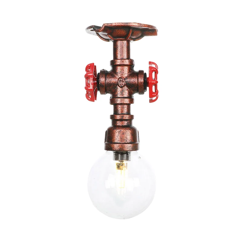 Semi-inbouw plafondlamp met 1 lamp, industriële globe, helder glas, LED-inbouwlamp koper Clearhalo