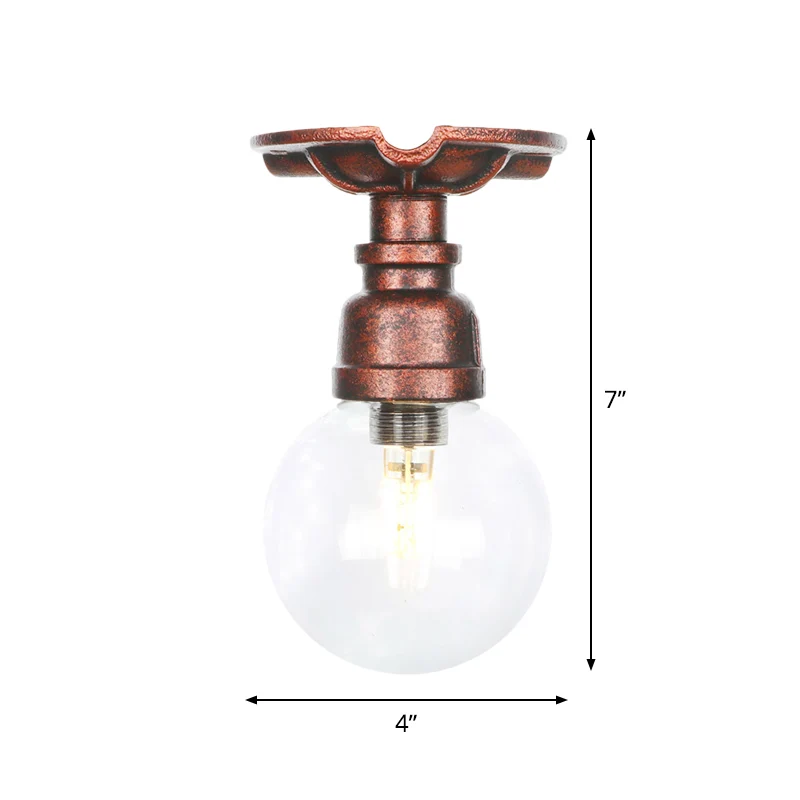 Semi-inbouw plafondlamp met 1 lamp, industriële globe, helder glas, LED-inbouwlamp koper Clearhalo