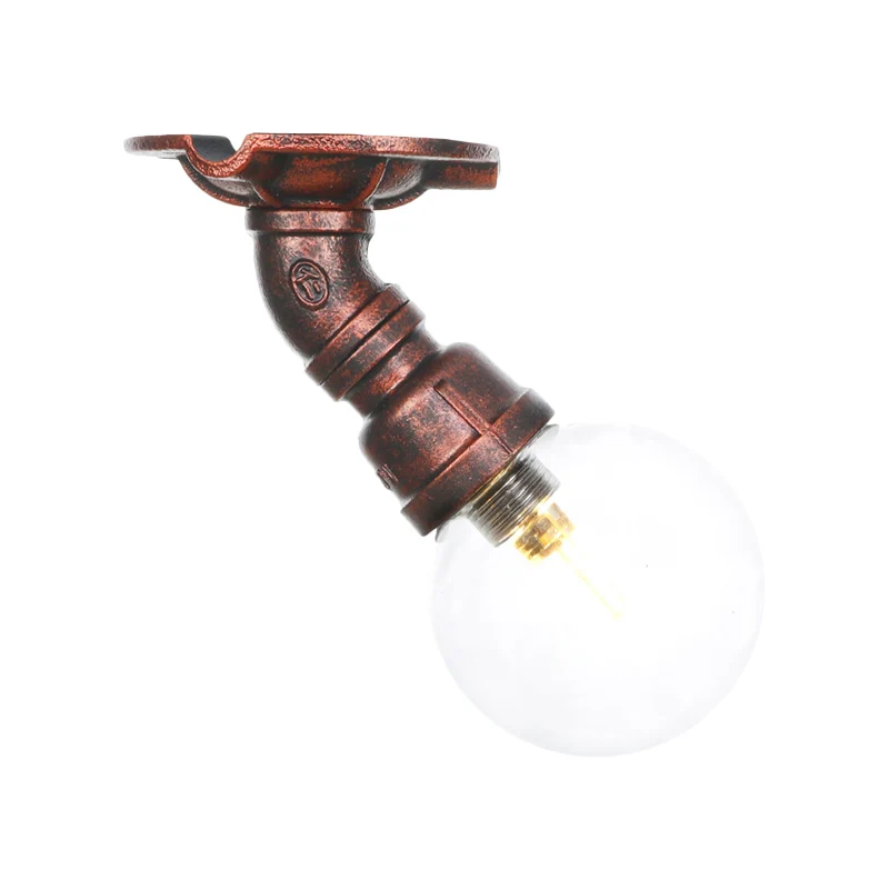 Semi-inbouw plafondlamp met 1 lamp, industriële globe, helder glas, LED-inbouwlamp koper Clearhalo