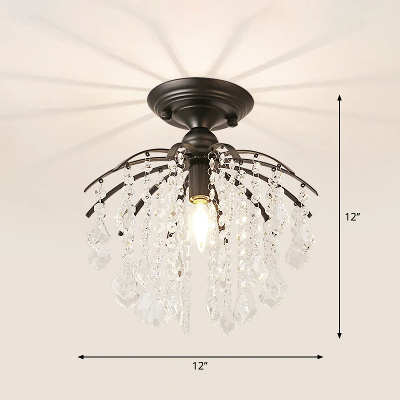 Semi-inbouwlamp met kristallen kwastje Landelijk, semi-inbouwplafondlamp met enkel gangpad Clearhalo