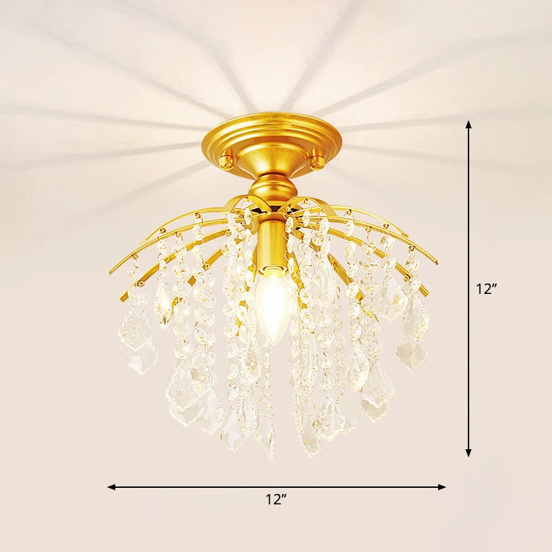 Semi-inbouwlamp met kristallen kwastje Landelijk, semi-inbouwplafondlamp met enkel gangpad Clearhalo