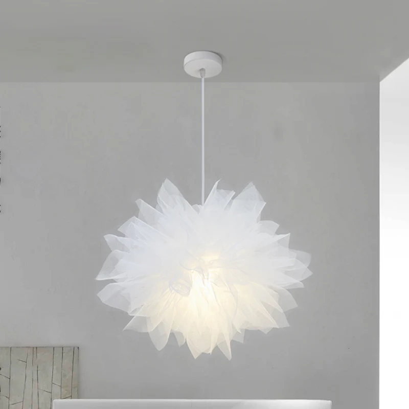 Set van Scandinavische boom/kroon/bloemen hanglamp Veren/transparant/acryl ophangverlichting voor één slaapkamer wit Clear...