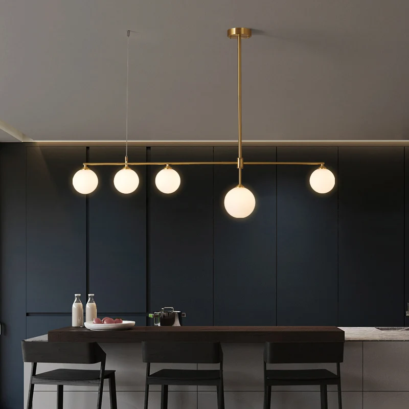 Simplicity Ball hanglamp opaline glazen eetkamer eilandlamp goud Clearhalo