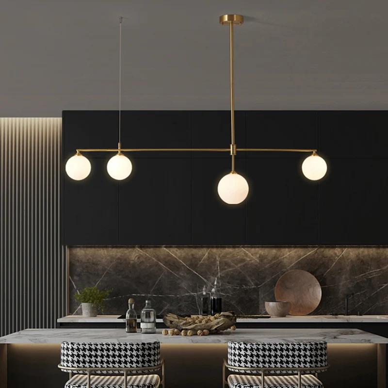 Simplicity Ball hanglamp opaline glazen eetkamer eilandlamp goud Clearhalo