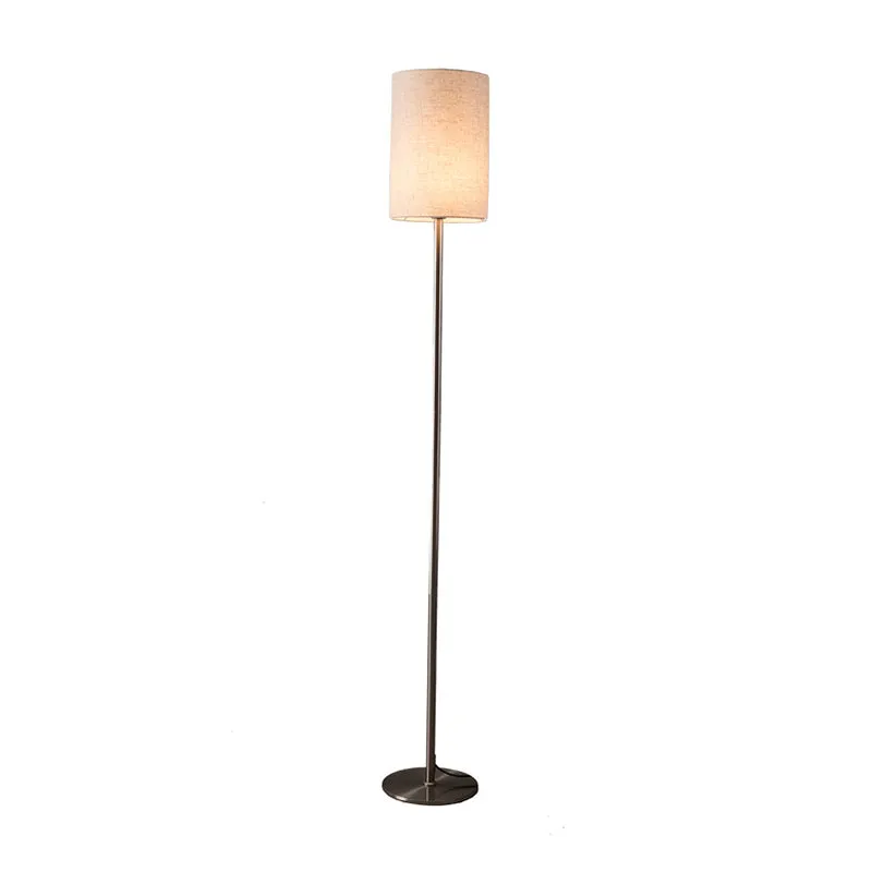 Simplicity Cilindervloerlamp, stoffen staande lamp met één lamp, chroom voor slaapkamer Clearhalo