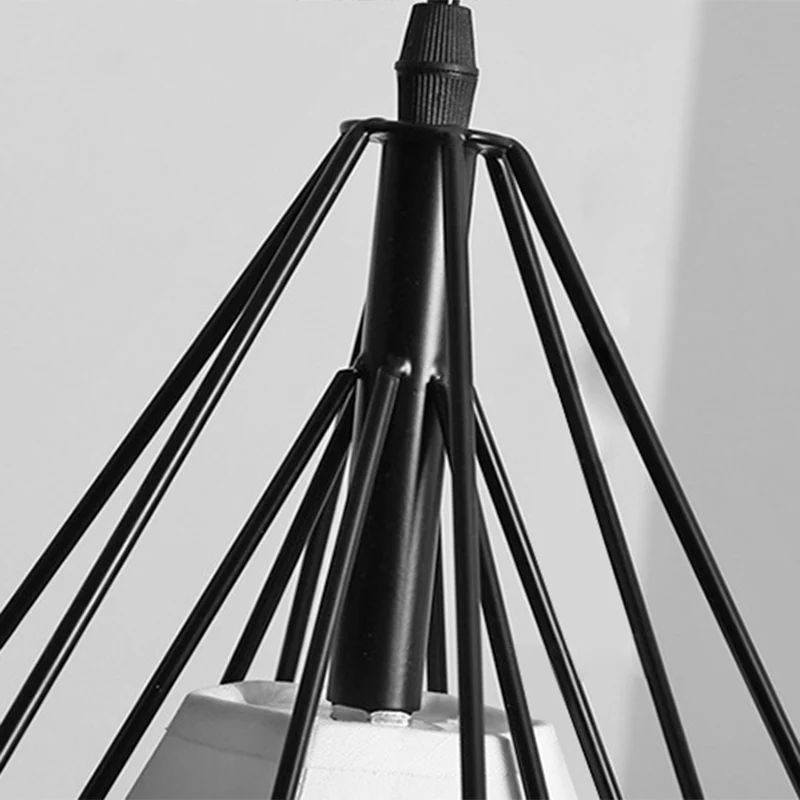 Simplicity Diamond Cage hanglamp metalen trap multi-lichthanger met binnenkegelkap zwart Clearhalo