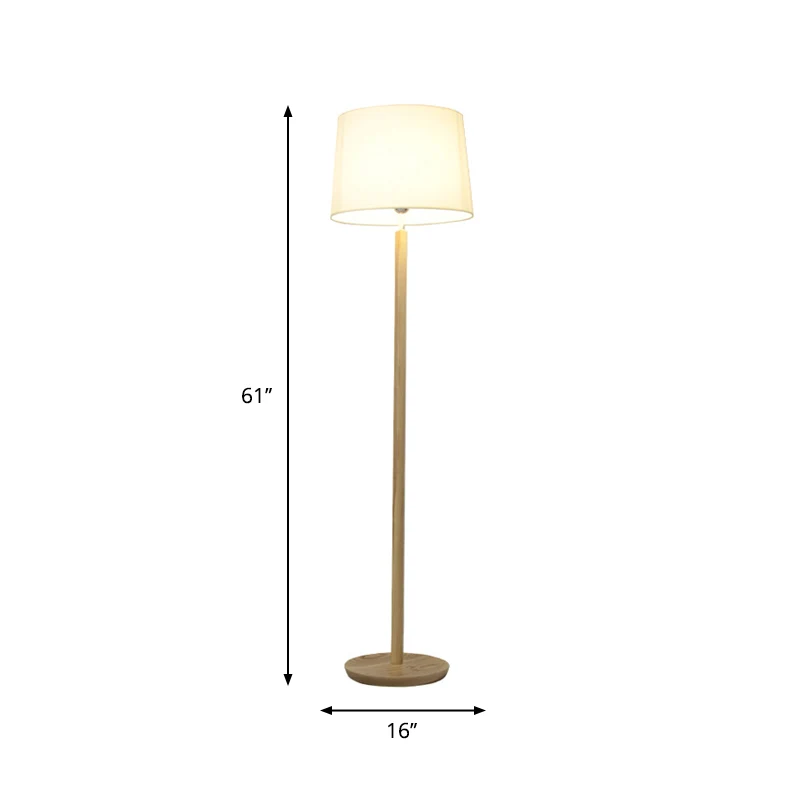 Simplicity Drum Vloerstaande Lamp Stof 1 Licht Studeerkamer Vloerlamp Hout Clearhalo