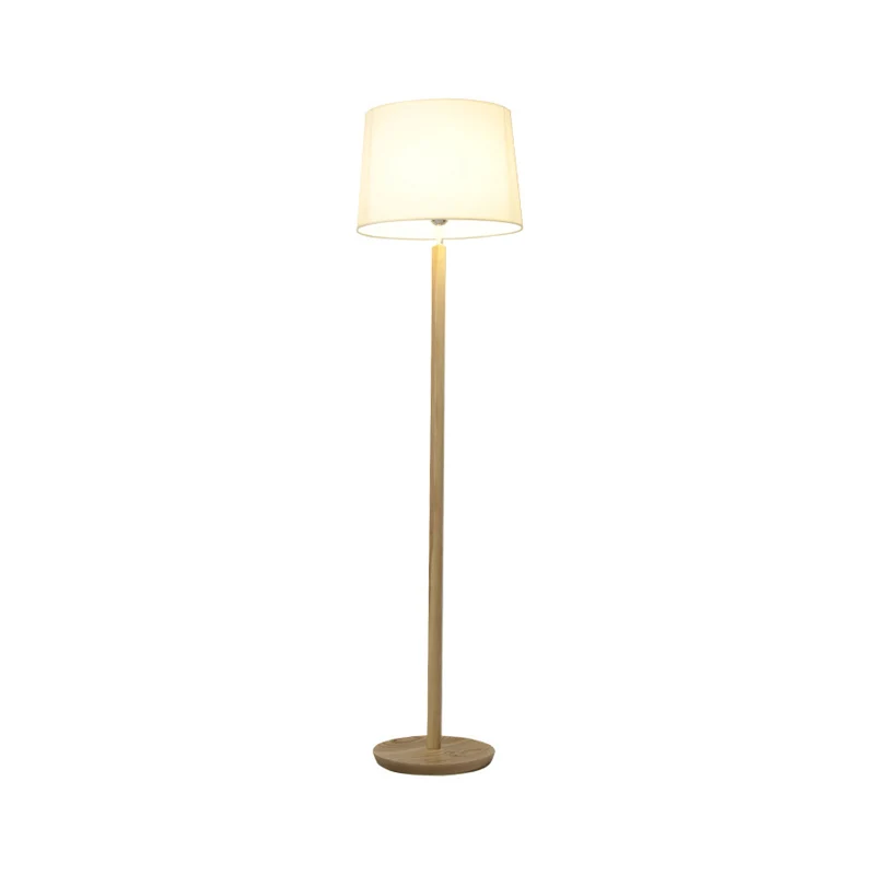 Simplicity Drum Vloerstaande Lamp Stof 1 Licht Studeerkamer Vloerlamp Hout Clearhalo