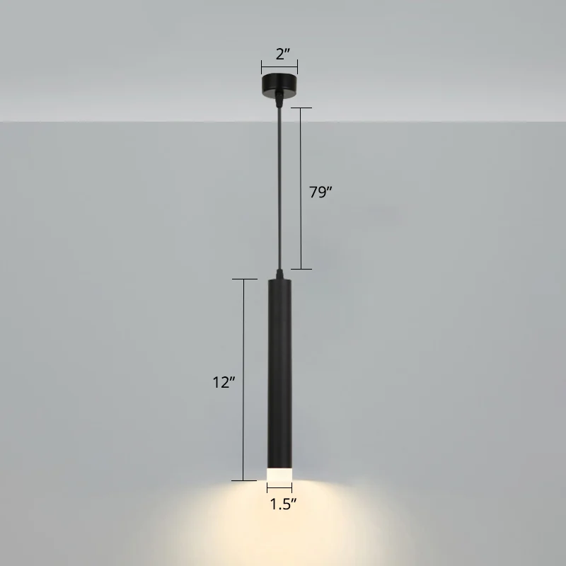 Simplicity Tube LED-hanglamp Metalen nachtkastje Hanglamp zwart Clearhalo