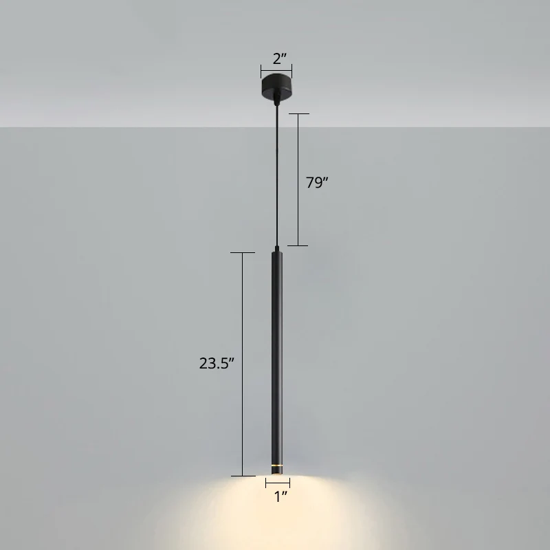 Simplicity Tube LED-hanglamp Metalen nachtkastje Hanglamp zwart Clearhalo