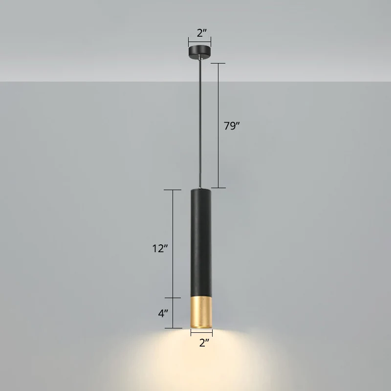 Simplicity Tube LED-hanglamp Metalen nachtkastje Hanglamp zwart Clearhalo