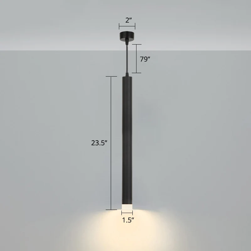 Simplicity Tube LED-hanglamp Metalen nachtkastje Hanglamp zwart Clearhalo