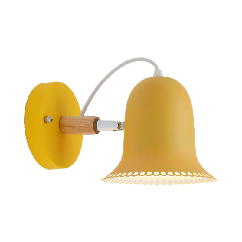 Single Light Bell Sconce Light Draaibare Macaron Loft Metalen wandlamp voor kinderslaapkamer Clearhalo